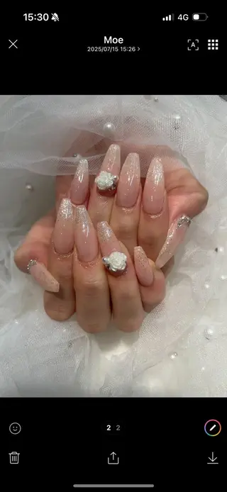 ネイル I-nailロング /ワンホン/キラキラのネイルデザイン