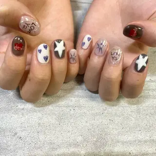 ショート カラー パーマ ヘアアレンジ メンズ キッズ ネイル マツエク・マツパ アイブロウ 今福鶴見ネイル 8(ｴｲﾄ)のネイルデザイン