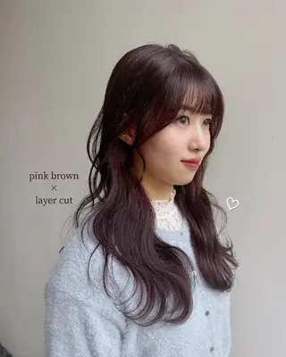 セミロング カラー 🫧ブリーチなし 透明感カラーゆん🫧のヘアスタイル