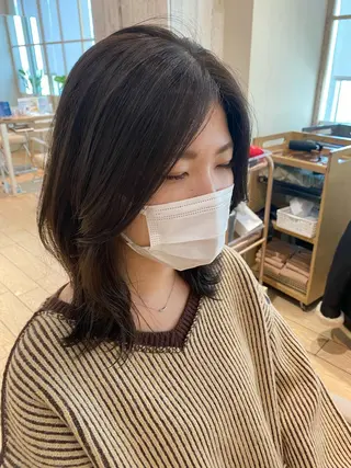 ミディアム 顔周り/くびれヘア 韓国ヘア💕風間るなのヘアスタイル