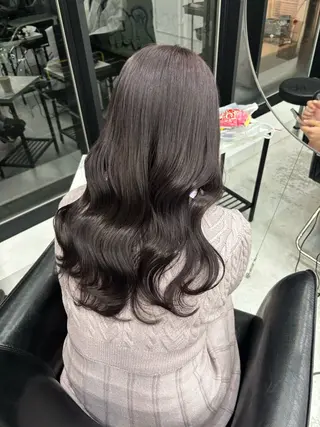 セミロング カラー ハイトーン/韓国ヘ ア/古吉かやのヘアスタイル