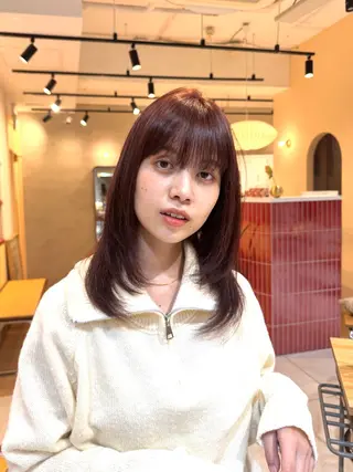 ミディアム カラー 🫧髪質改善/Wカラ ー 暖色 🌸桜🌸のヘアスタイル