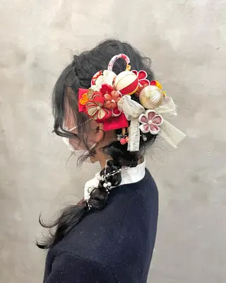 ロング ヘアアレンジ 【ピンク/韓国ヘア/ ヘアセット】亜海のヘアスタイル