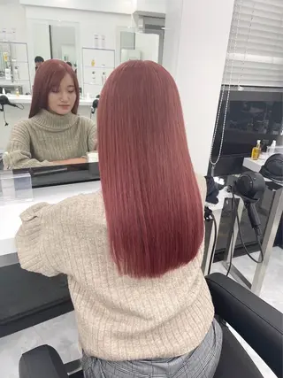 ロング カラー 韓国風艶髪🎀 暖色カラー🤍のヘアスタイル