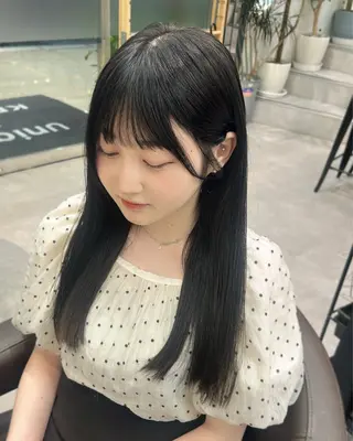 ロング 縮毛矯正/ブリーチ 無しWカラーのヘアスタイル