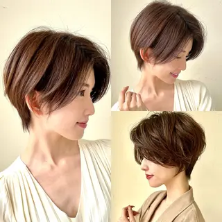 ショート カラー クローバー八木店所属・白髪ぼかし/ショート 福原ないとのヘアスタイル