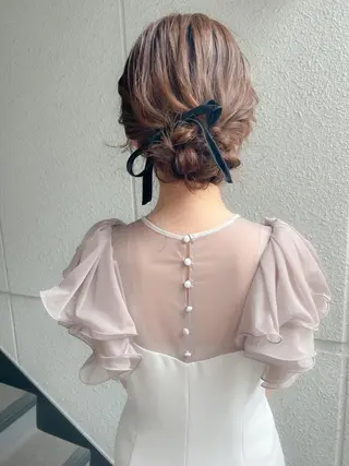 セミロング ヘアアレンジ カラーパティシエ facce🌼ikoのヘアスタイル