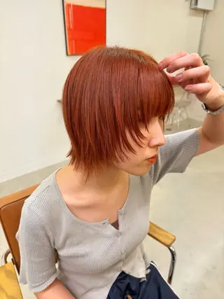 ショート カラー 加藤好/カットモデル /暖色カラー🍒🧡のヘアスタイル
