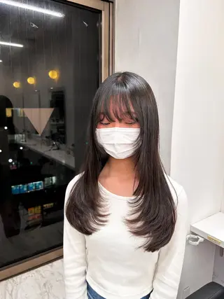 ロング 🥯縮毛/レイヤー/ ベージュヘア🥯のヘアスタイル