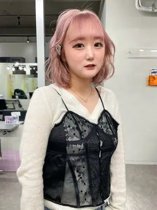 ミディアム カラー ブリーチ/ベージュ 💕/momoaのヘアスタイル