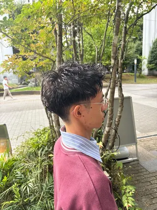 ミディアム カラー パーマ メンズ 加藤 愛実のヘアスタイル