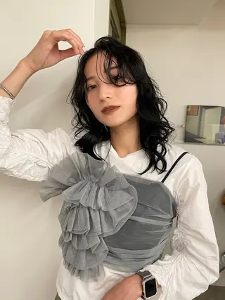 セミロング カラー ヘアアレンジ ブリーチモデル/ カットモデル/Riaのヘアスタイル