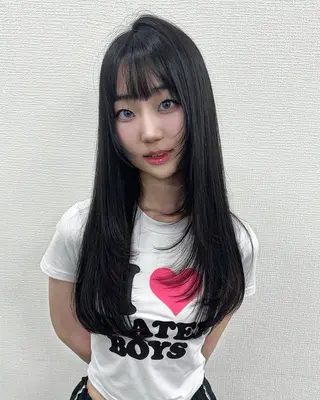 ロング カラー ヘアアレンジ 韓国レイヤーカット /韓国トレンドカラーのヘアスタイル