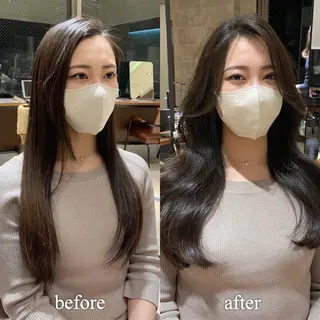 ロング カラー レイヤー/顔周り /透明感🩶高橋大のヘアスタイル