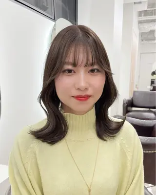 セミロング カラー 新宿/韓国ヘア/ 髪質改善ストレートのヘアスタイル