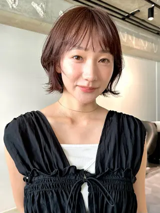 ショート カラー パーマ 🫧小顔×似合わせ× 透明感カラー🫧のヘアスタイル