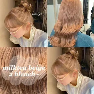ロング カラー ブリーチ/髪質改善/ ハイトーン/暖色のヘアスタイル
