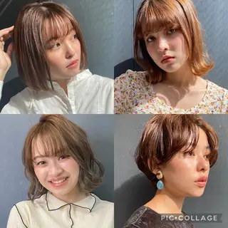 ミディアム カラー ヘアアレンジ ナカジ🌸ロブ/ボブ /前髪🌸のヘアスタイル