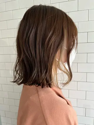 ミディアム カラー ぱつボブ/ ショート/YUKIのヘアスタイル