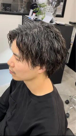 ミディアム パーマ メンズ TETISS所属・💈メンズハイライト 南谷💈のヘアスタイル