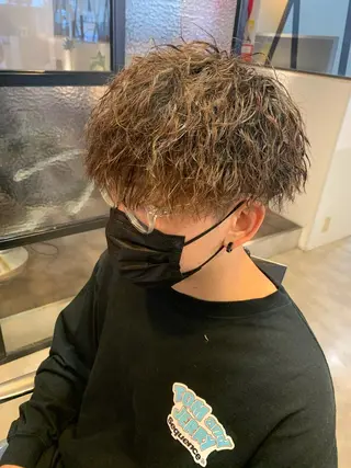 ミディアム メンズ メンズパーマ/難波/ 心斎橋　室園亮佑のヘアスタイル