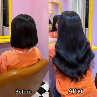 ロング シール＋ちび編み込み エクステ梅田🐨のヘアスタイル