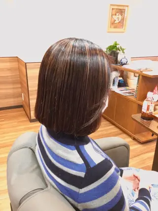 ミディアム カラー パーマ Annon プライベートサロンのヘアスタイル