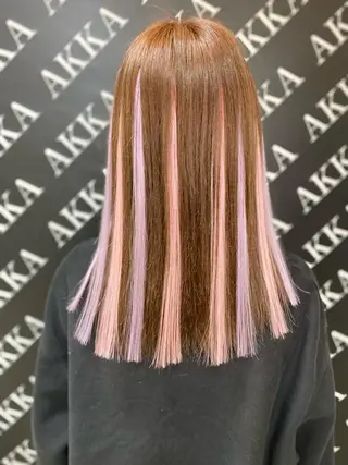 ミディアム ヘアアレンジ キッズ ネイル アイブロウ 🌟ブリーチ特化型 ハイトーンカラー🌟のヘアスタイル