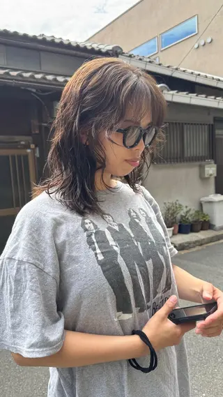 ロング カラー レイヤーカット ボブパーマNo.1のヘアスタイル