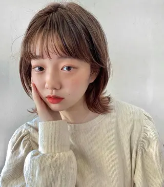 ミディアム 【韓国ヘア×透明感 カラー】笹谷 莉未のヘアスタイル