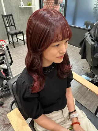 セミロング カラー 艶髪レイヤー上田 紗也🇰🇷💗のヘアスタイル