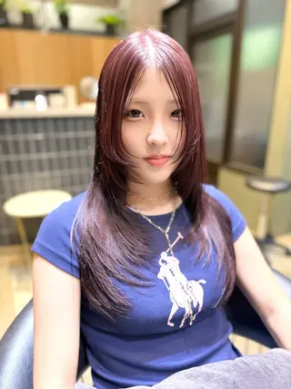 ロング カラー ✨縮毛矯正　韓国ヘア レイヤー✨大濱快斗のヘアスタイル