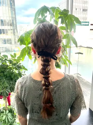 ロング カラー ヘアアレンジ メンズウルフ🐺♡ ブリーチ♡ヘアメ🎀のヘアスタイル