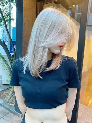 セミロング カラー 韓国風×透明感カラー 髪質改善オタベシンヤのヘアスタイル