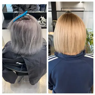 ショート け んブリーチ縮毛矯正のヘアスタイル