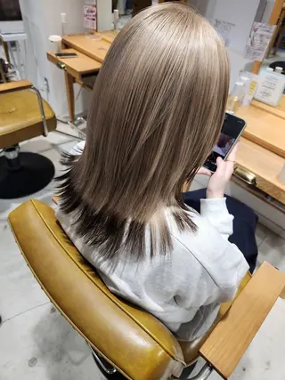 ミディアム カラー 鈴木弥月/大人ボブ× 透明感カラーのヘアスタイル