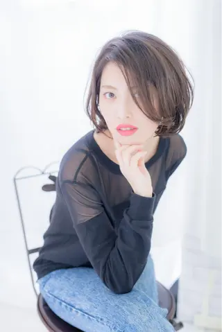 ミディアム カラー パーマ 脱白髪染め特化GBG 自由が丘所属・【白髪ぼかし 専門GBG】自由が丘のヘアスタイル