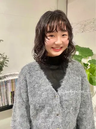 ミディアム パーマ ウルフ/似合わせ レイヤー/RIHOのヘアスタイル