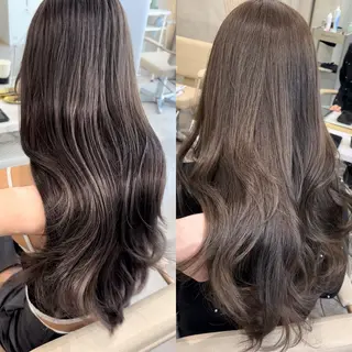ロング 韓国ヘア レイヤーカットのヘアスタイル