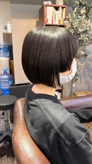 ショート 髪質改善縮毛矯正 撮影モデル@藤沢駅のヘアスタイル