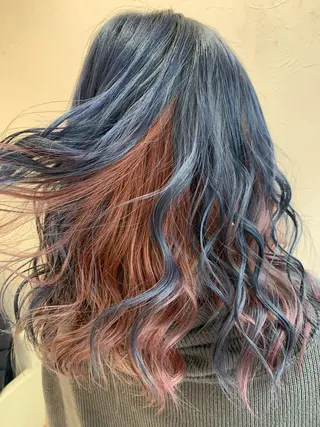 セミロング カラー 店長ハイトーンカラー 柞山史奈のヘアスタイル