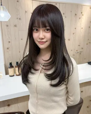 ミディアム カラー 新宿/韓国ヘア/ 髪質改善ストレートのヘアスタイル