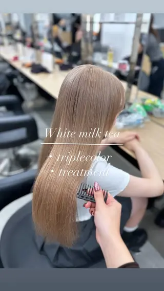 ロング カラー NAMI🤎ブラウン &ミルクティー🤍のヘアスタイル