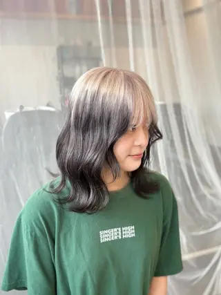 ミディアム カラー GaKu/ハイトーン /ブリーチ/ブロンドのヘアスタイル