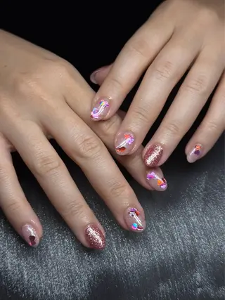 ネイル Kaka_ パラジェル、長さだしのネイルデザイン