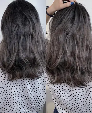 セミロング カラー _WHITE 高槻のヘアスタイル