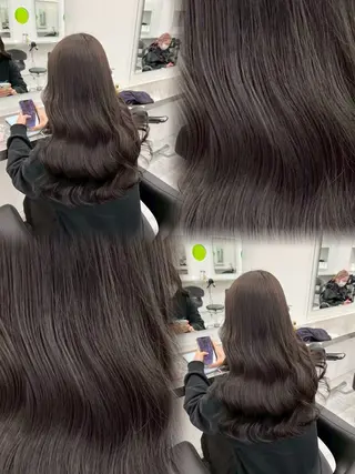 ロング カラー ヘアアレンジ 韓国ヘア/赤み消し /大人透明感🫧のヘアスタイル