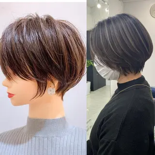 ショート カラー パーマ ヘアアレンジ メンズ キッズ ネイル マツエク・マツパ アイブロウ ハイライト、レイヤー カット/西梅田/中西のヘアスタイル