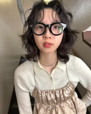 ミディアム パーマ 森貴裕/ベージュ/ パーマ/オリーブのヘアスタイル