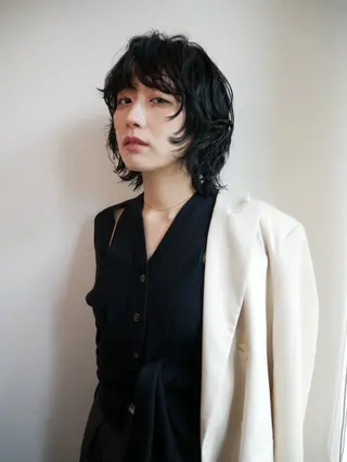 ミディアム カラー パーマ 森田遥奈/透明感カラ ー/似合わせカットのヘアスタイル